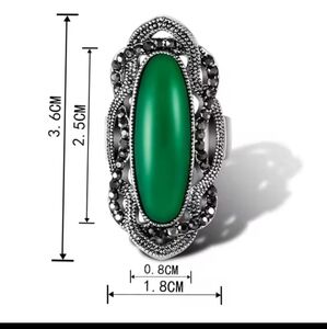 Stainless Steel Silver and Green  Ring